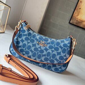 Coach Teri Shoulder Bag In Signature Denim Cherry